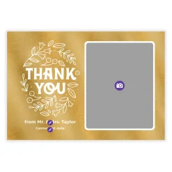 Whimsical Golden Foliage Flat Wedding Thank You Photo Card