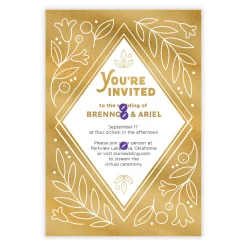 Whimsical Golden Foliage Flat Wedding Invitation