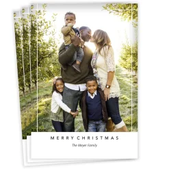 White Accent Lines Flat Christmas Photo Card