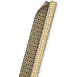 White and Black Dots on Kraft Reversible Wrapping Paper Roll, 17.5 sq. ft.