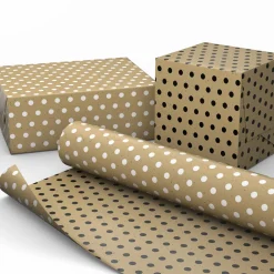 White and Black Dots on Kraft Reversible Wrapping Paper Roll, 17.5 sq. ft.