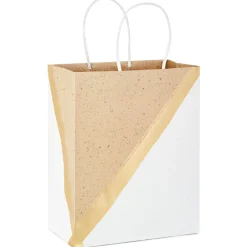 9.6" White and Kraft Paper 8-Pack Gift Bags