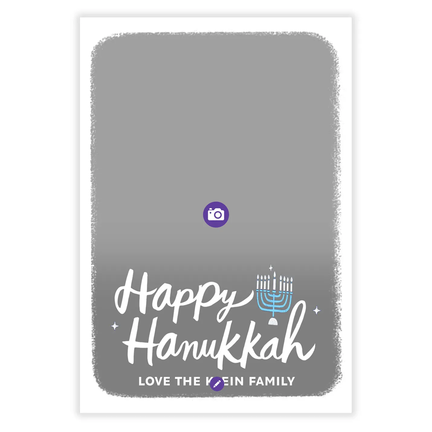 White Frame and Menorah Flat Hanukkah Photo Card