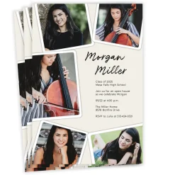 White Frames Photo Collage Graduation Invitation