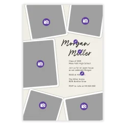 White Frames Photo Collage Graduation Invitation