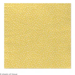 White Hearts on Yellow Tissue Paper, 6 Sheets