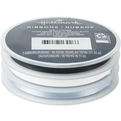White/Matte Silver/Metallic Black 3-Pack Curling Ribbon, 90' total