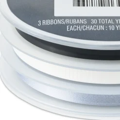 White/Matte Silver/Metallic Black 3-Pack Curling Ribbon, 90' total