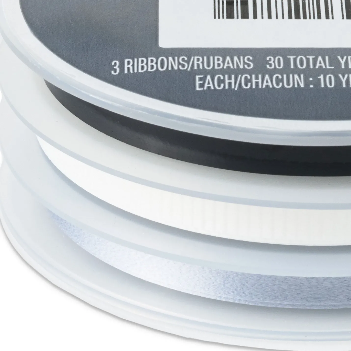 White/Matte Silver/Metallic Black 3-Pack Curling Ribbon, 90' total