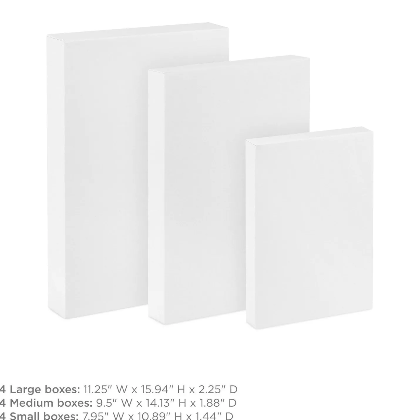 White 12-Pack Small, Medium and Large Gift Boxes Assortment
