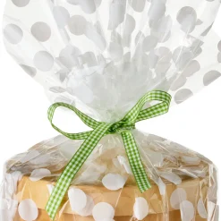 White Polka Dots on Cellophane Gift Wrap Roll, 17.5 sq. ft.