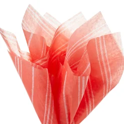 White Stripes on Coral Tissue Paper, 6 sheets