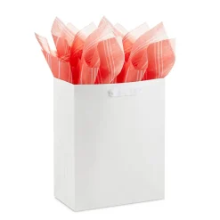 White Stripes on Coral Tissue Paper, 6 sheets