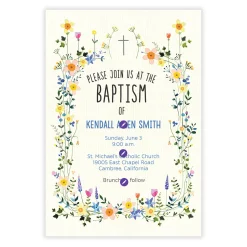 Wildflowers and Cross Flat Baptism Invitation