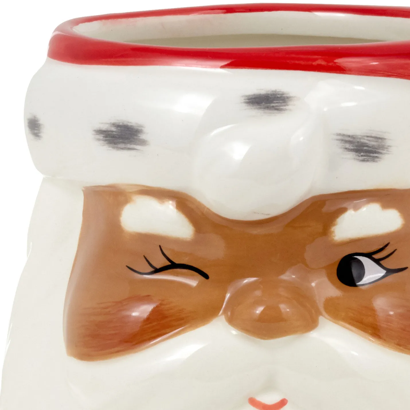 Winking Black Santa Holiday Sculpted Mug, 23.5 oz.