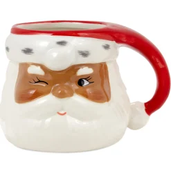 Winking Black Santa Holiday Sculpted Mug, 23.5 oz.