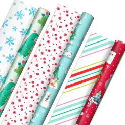 Winter Friends 3-Pack Reversible Kids Christmas Wrapping Paper Assortment, 120 sq. ft.