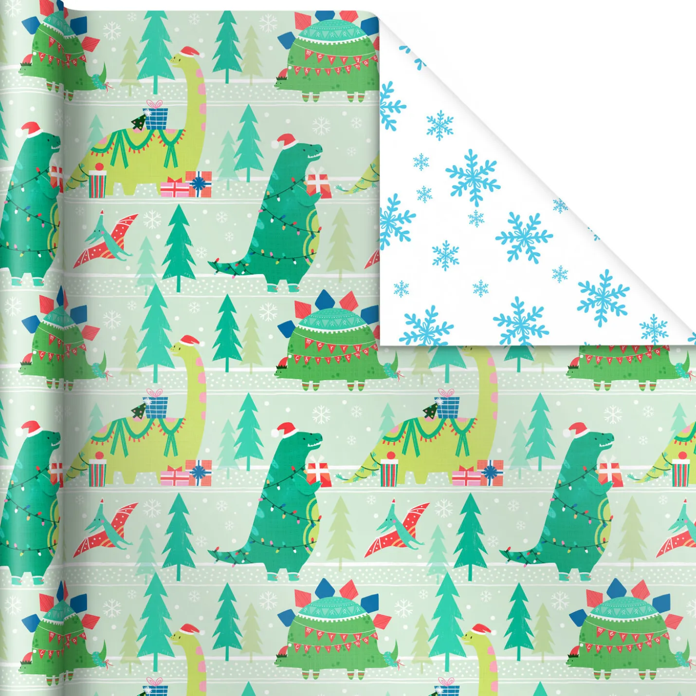 Winter Friends 3-Pack Reversible Kids Christmas Wrapping Paper Assortment, 120 sq. ft.