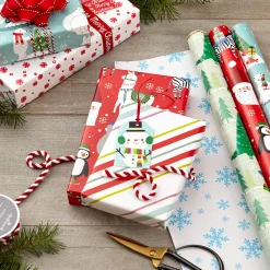 Winter Friends 3-Pack Reversible Kids Christmas Wrapping Paper Assortment, 120 sq. ft.