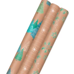 Winter Nature Kraft Prints 3-Pack Christmas Wrapping Paper, 90 sq. ft.