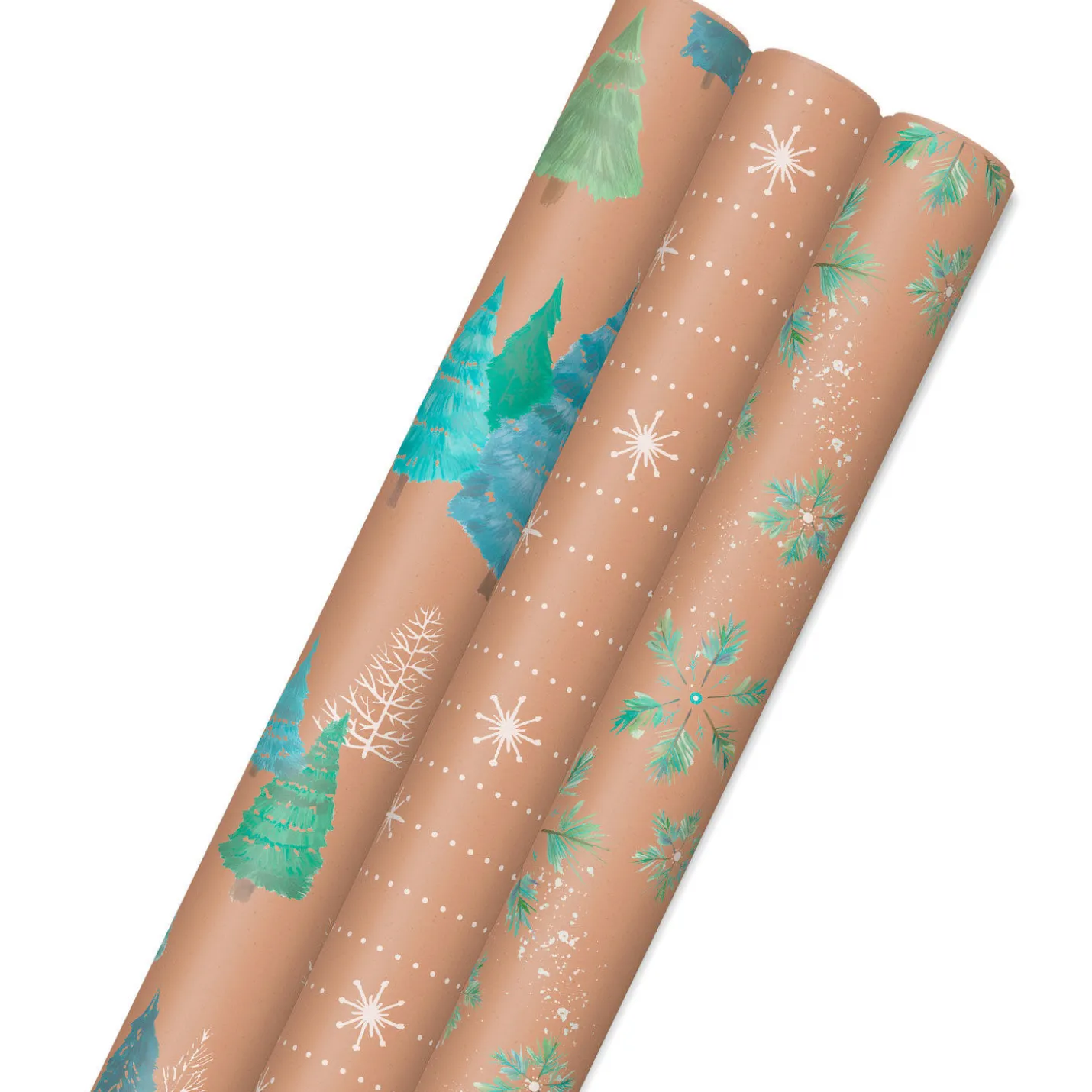 Winter Nature Kraft Prints 3-Pack Christmas Wrapping Paper, 90 sq. ft.