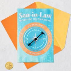 Wishes for the Year Compass Wheel Birthday Card for Son-in-Law