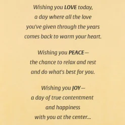 Wishing You Love, Peace, Joy Birthday Card for Mother