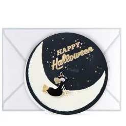 Witch on Broomstick Paper Craft Halloween Card With Motion