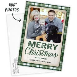 With Love Green Plaid Flat Christmas Photo Card