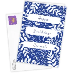 Wonderful Day Blue and White Foliage Custom Birthday Card