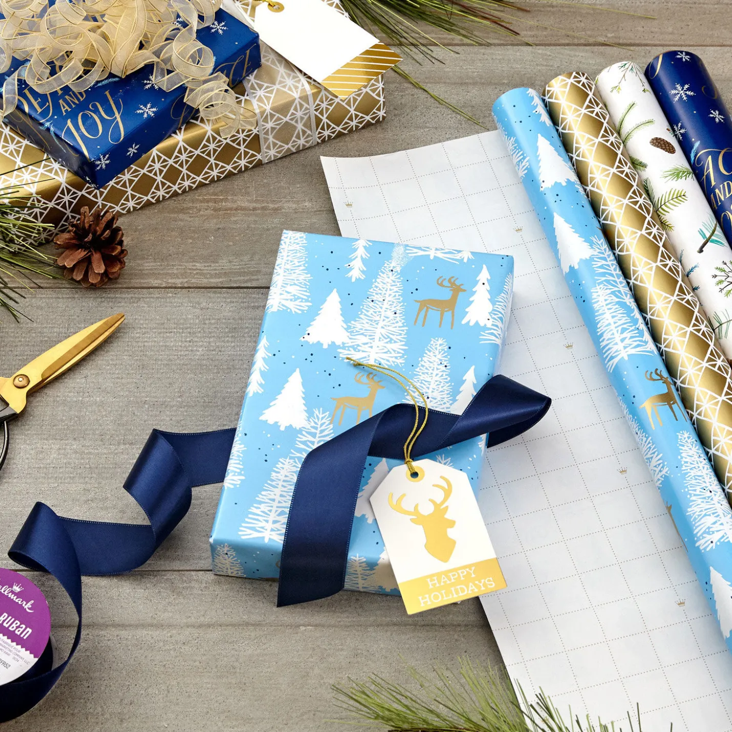 Woodland Charm 4-Pack Holiday Wrapping Paper Assortment, 120 sq. ft.