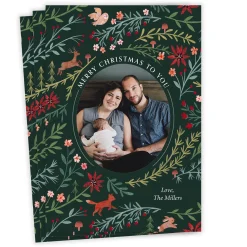 Woodland Tapestry Flat Christmas Photo Card