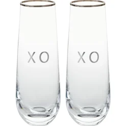 XO Stemless Champagne Flutes, Set of 2