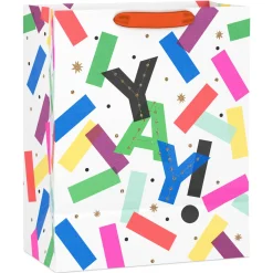 13" Yay! Colorful Confetti on White Large Gift Bag