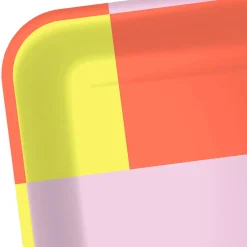 Yellow, Pink and Orange Color Block Dinner Plates, Pack of 8