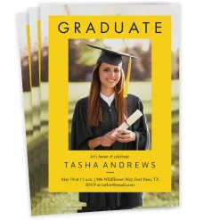 Yellow Spotlight Frame Flat Graduation Party Invitation