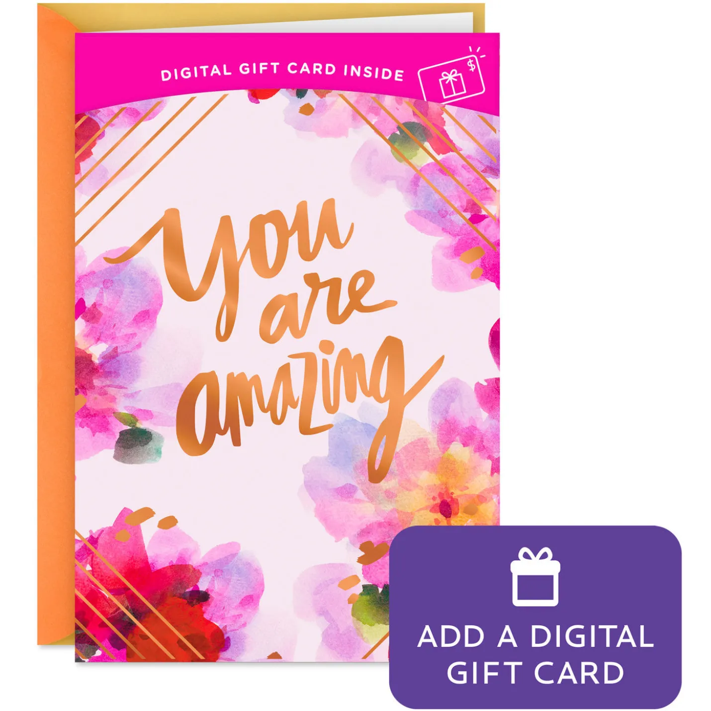 You Are Amazing Watercolor Flowers Gift Card Greeting Birthday Card