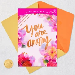 You Are Amazing Watercolor Flowers Gift Card Greeting Birthday Card