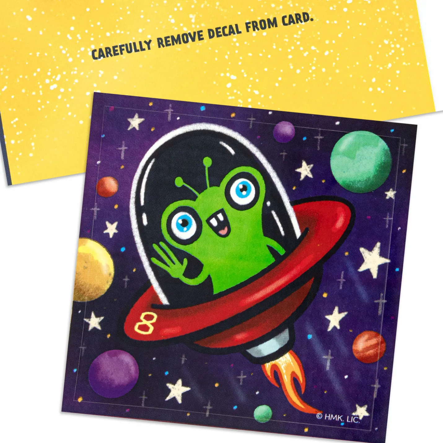 You're a Stellar Kid 8th Birthday Card With Alien Decal