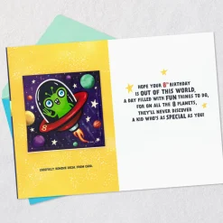 You're a Stellar Kid 8th Birthday Card With Alien Decal