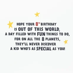 You're a Stellar Kid 8th Birthday Card With Alien Decal