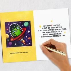 You're a Stellar Kid 8th Birthday Card With Alien Decal