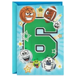 You're An Amazing Kid 6th Birthday Card With Sports Stickers