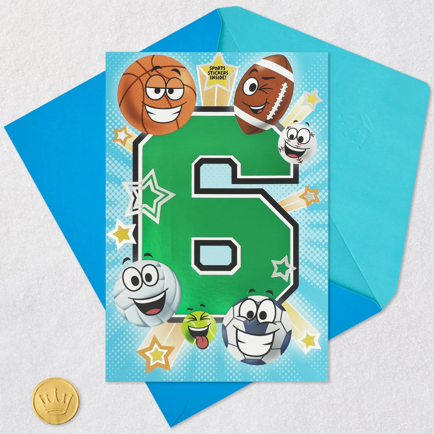You're An Amazing Kid 6th Birthday Card With Sports Stickers