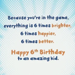 You're An Amazing Kid 6th Birthday Card With Sports Stickers