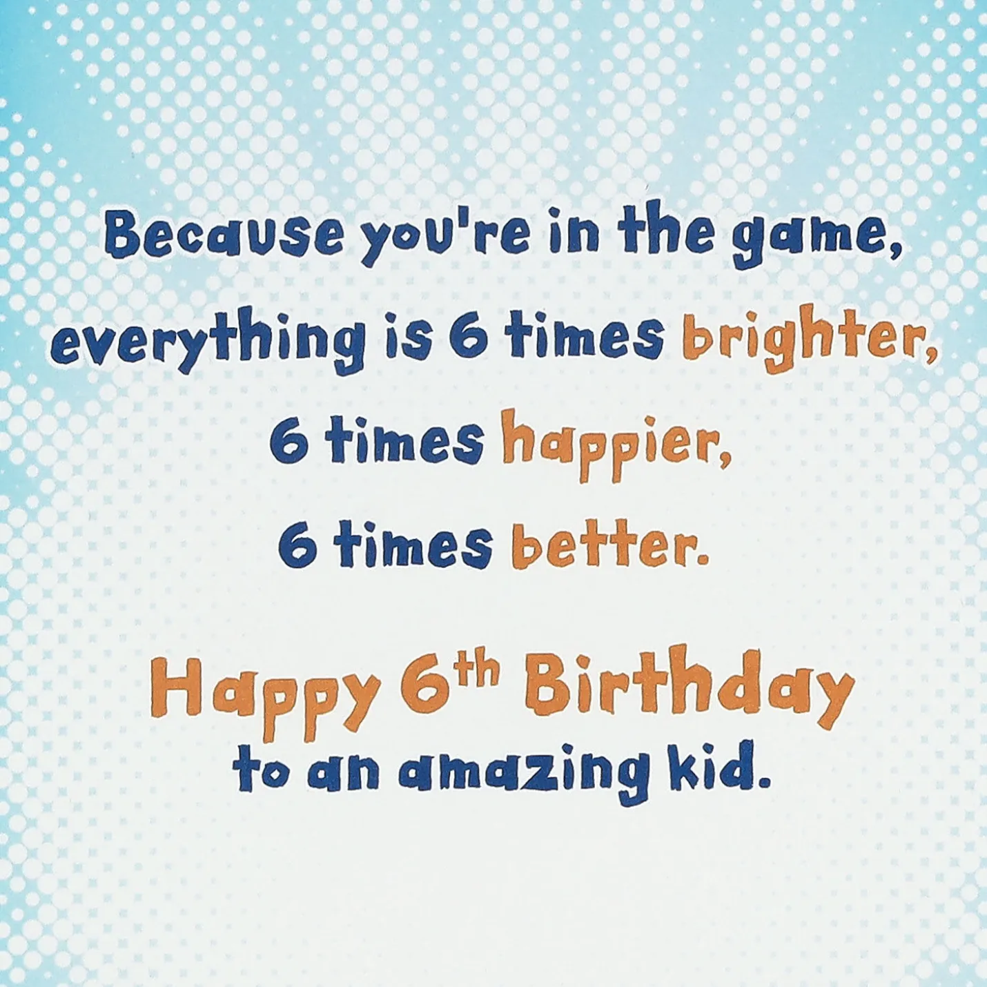 You're An Amazing Kid 6th Birthday Card With Sports Stickers