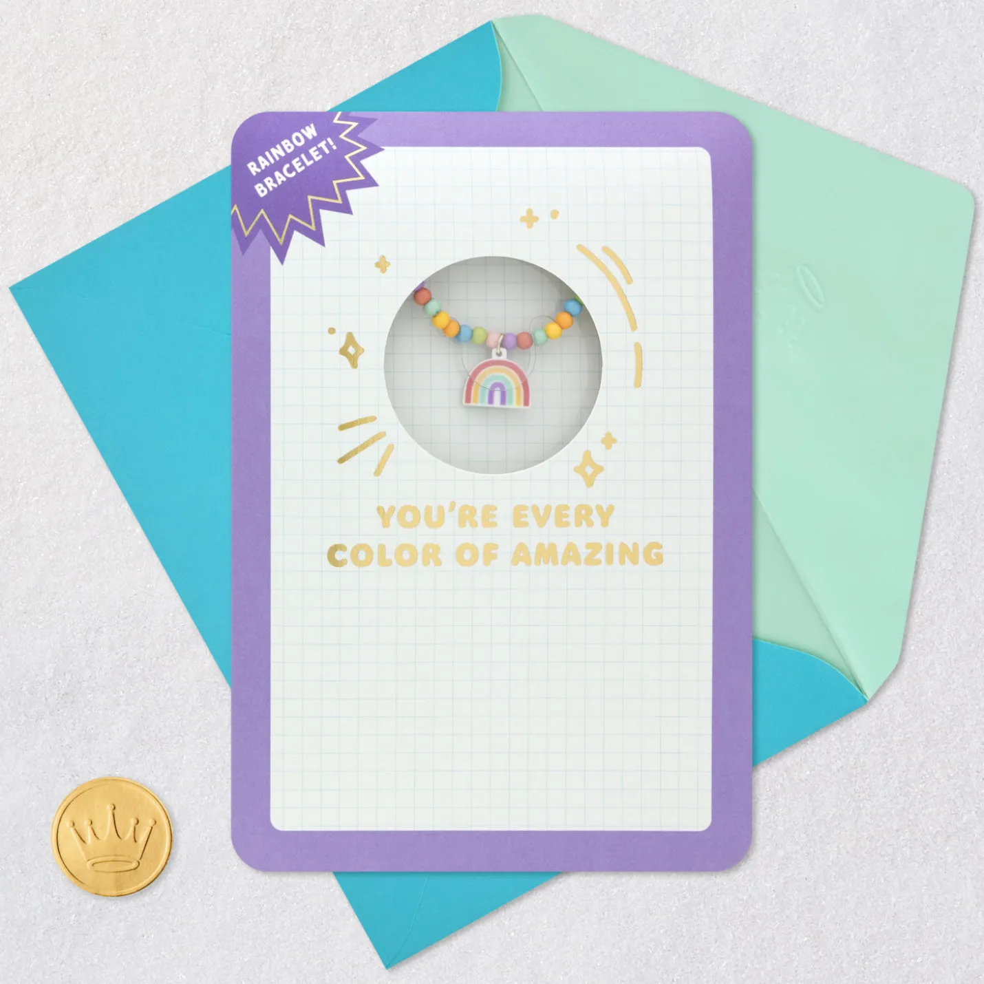 You're Every Color of Amazing Birthday Card With Rainbow Bracelet
