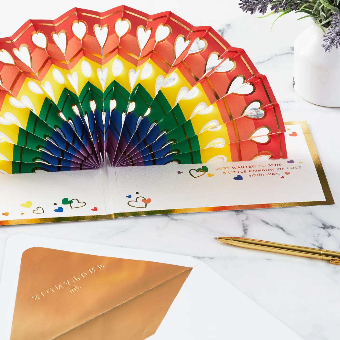 You're Amazing Rainbow and Hearts 3D Pop-Up Love Card