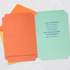 You're Beyond Ordinary 21st Birthday Card With Wearable Badge