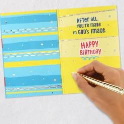 You're Made in God's Image Llama Birthday Card for Godson